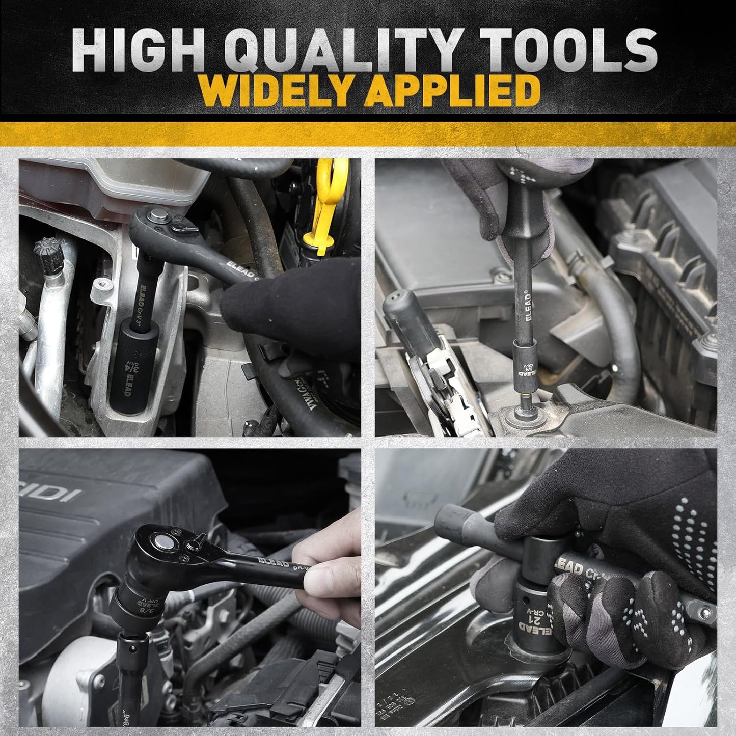 96-Piece ELEAD Impact Socket Set - Deep & Shallow Metric/Standard with Ratchet, Adapters & Extensions