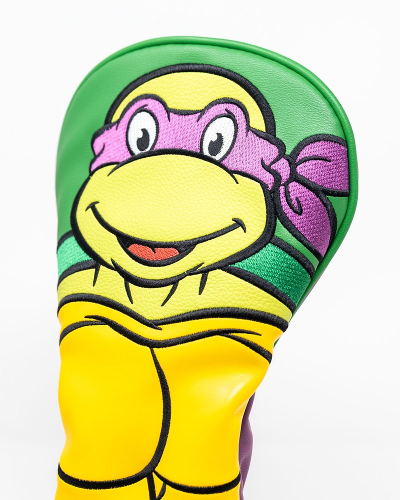 Pins & Aces TMNT Driver Head Cover - Premium, Hand-Made Leather Headcover - Teenage Mutant Ninja Turtle Heads, Tour Quality Golf Club Cover - Style and Customize You Golf Bag (Michelangelo)