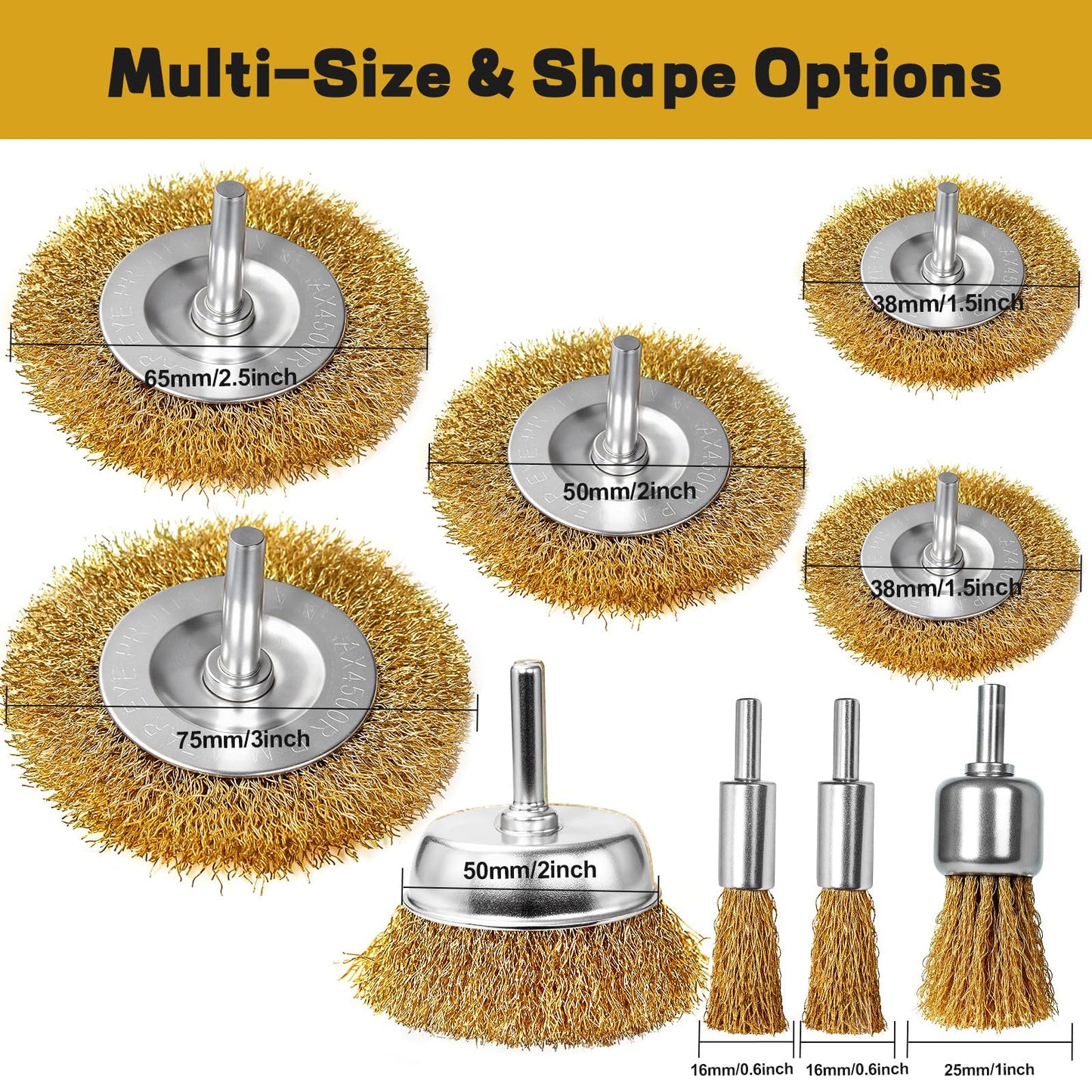 SBGGRL 9 Pcs Carbon Steel Wire Brush for Drill Rust Removal Kit,Wire Wheels and Pen Metal Wool Brushes Drill Attachments Cup for Corrosion and Scrubbing Surfaces,1/4-Inch Round Shank