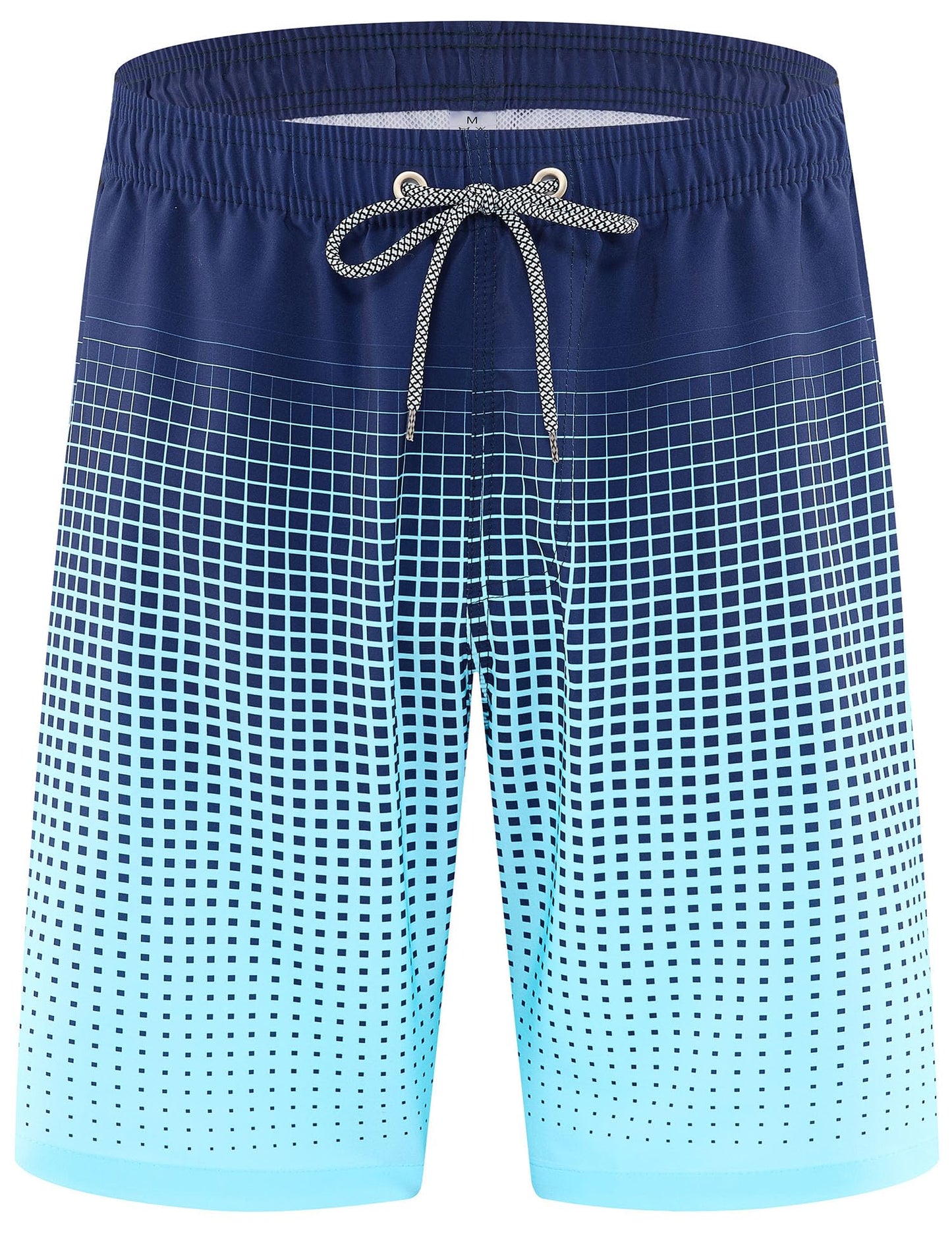 ELETOP Men's Swim Trunks Quick Dry Bathing Suit Swimming Board Shorts Mesh Lining Beach Swimwear Grid Gradient Blue 4XL
