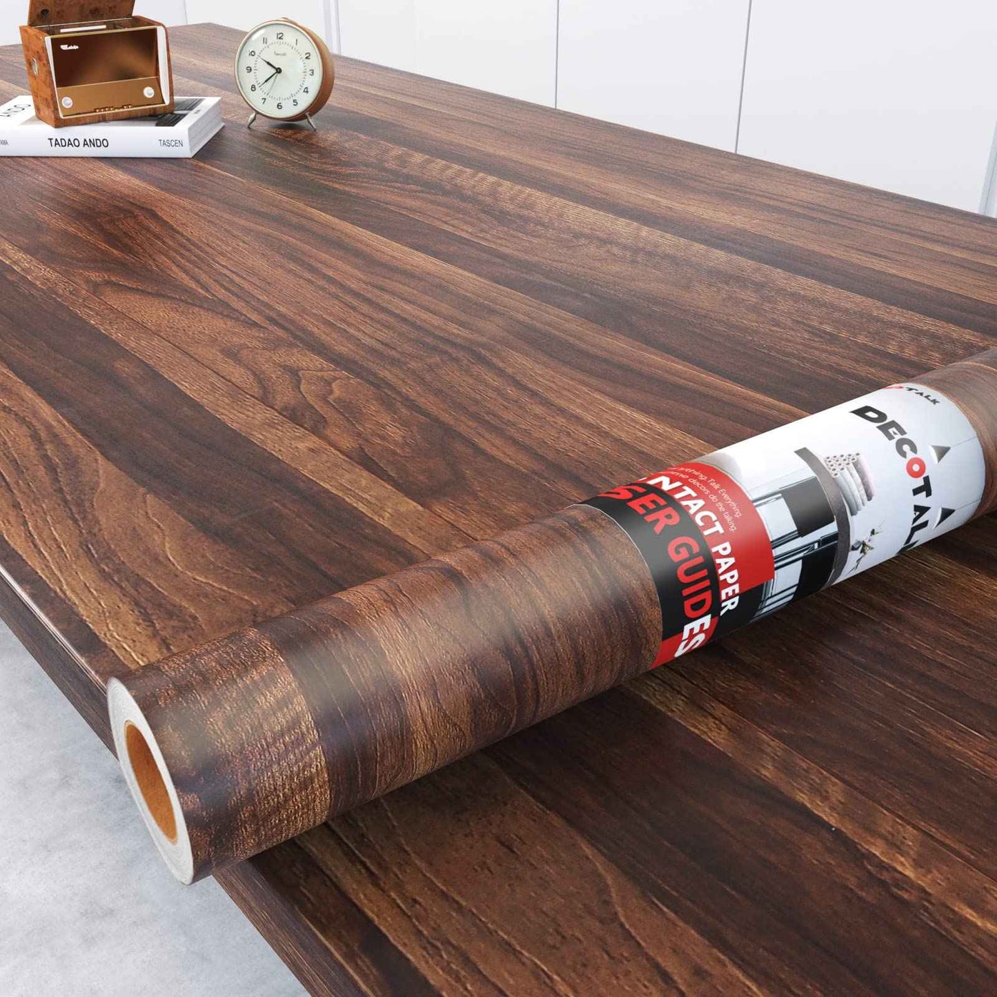 Decotalk Wood Contact Paper 17.7"x200", Walnut Wood Grain Contact Paper for Countertops, Wood Wallpaper Peel and Stick, Wood Look Contact Paper Removable, Wood Wallpaper for Bedroom Decorative