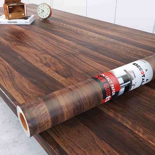 Decotalk Wood Contact Paper 17.7"x200", Walnut Wood Grain Contact Paper for Countertops, Wood Wallpaper Peel and Stick, Wood Look Contact Paper Removable, Wood Wallpaper for Bedroom Decorative
