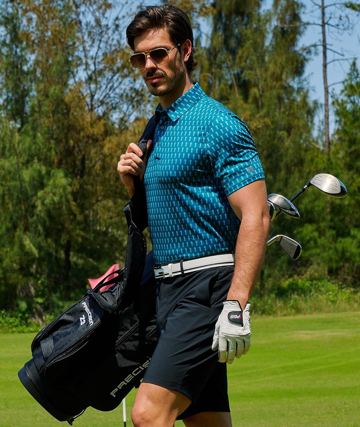 ZITY Men's Golf Polo Shirt - Short Sleeve Performance with Moisture-Wicking Print Patterns