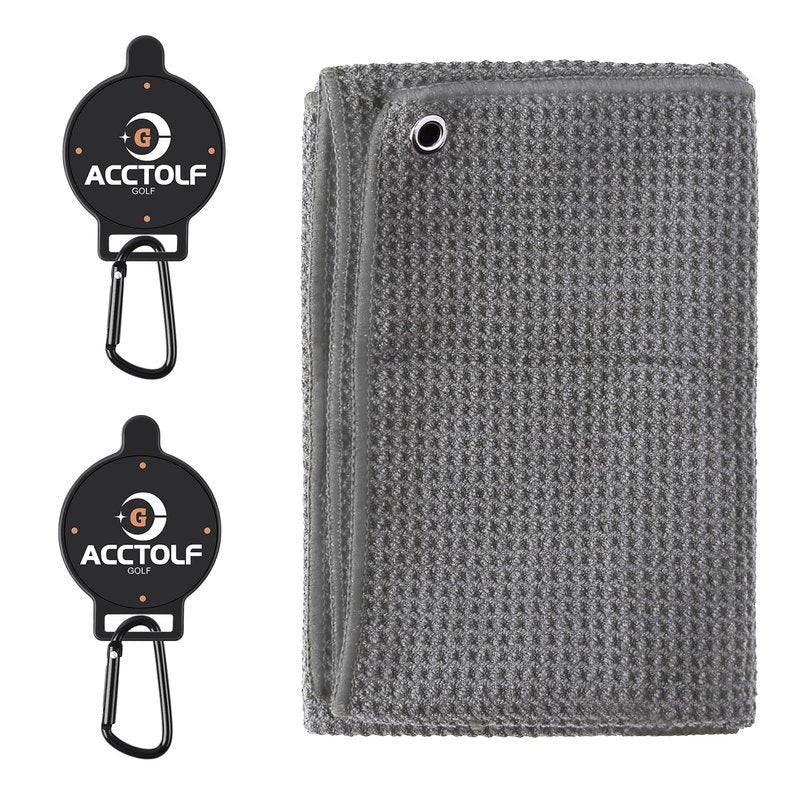 ACCTOLF Magnetic Golf Towel, 2Pcs Magnetic Clip for Golf Towel, Microfiber Golf Towels for Man/Women, Industrial Strength Magnet for Strong Hold to Golf Carts/Bags/Clubs