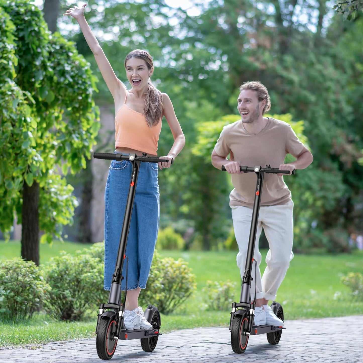 VOLPAM Electric Scooter - Dual Suspension, 19/22MPH, 500W/800W Motor, Long Range 60/40/31/23 Miles, Max Load 264 lbs