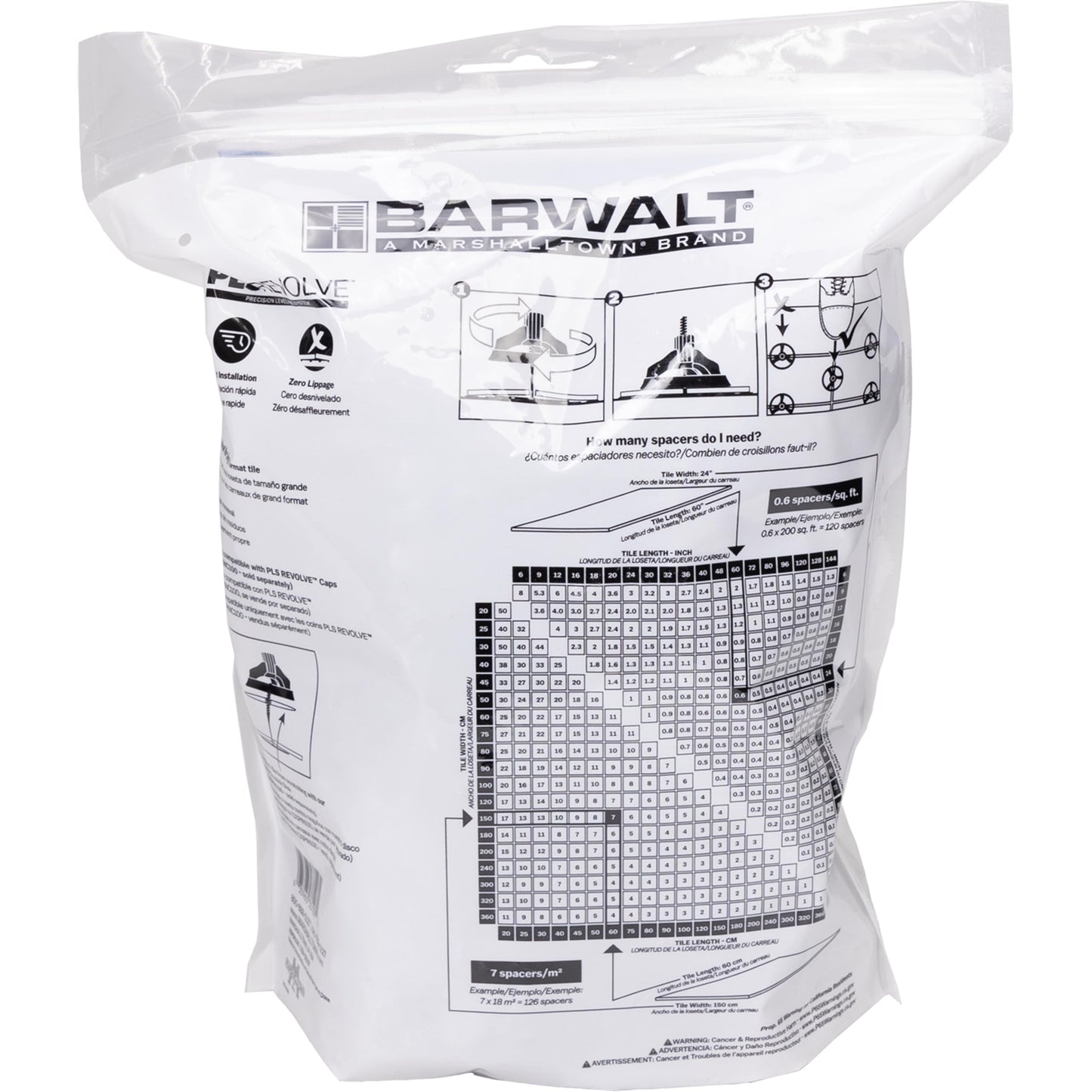 BARWALT PLS REVOLVE 1/8 Inch Tile Leveling System, Spacer Bases, 3SPIN100