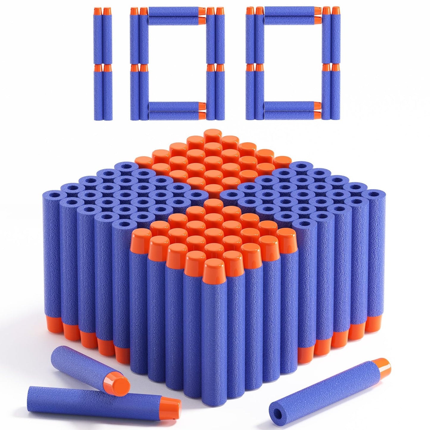 AMOSTING Refill Darts 100PCS Bullets Ammo Pack Compatible for Nerf N-Strike Elite 2.0 Series DinoSquad – Work with All Elite Blasters Blue