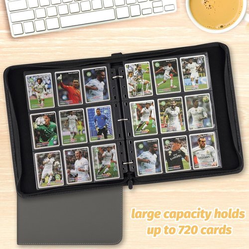 GERMUN Premium Zip Trading Card Binder - 720 Double-Sided Pockets | Grey Collector Album for MTG & TCG