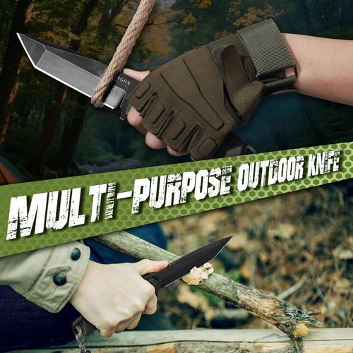 Dragon Creek Fixed Blade Knife - Full Tang Handle Black
