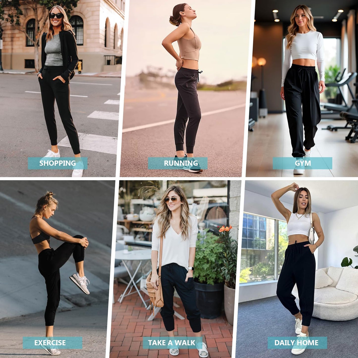 CADITEX Womens Joggers with Pockets Track Athletic Sweatpants Women Black