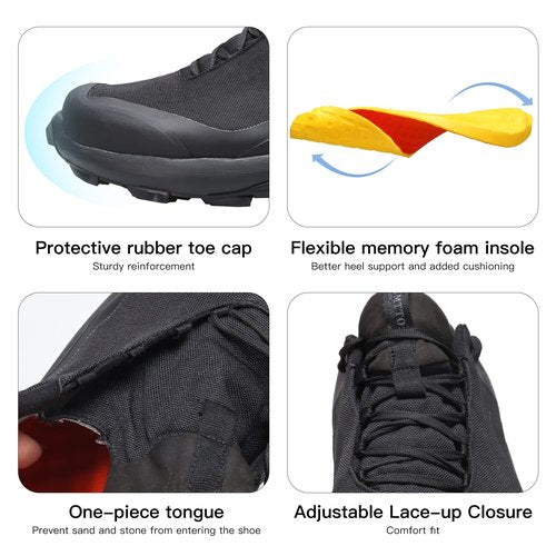 HUMTTO Men's All-Terrain Waterproof Hiking Shoes Lightweight Breathable Trekking Trails Shoes Anti Slip Outdoor Shoes 11 Black