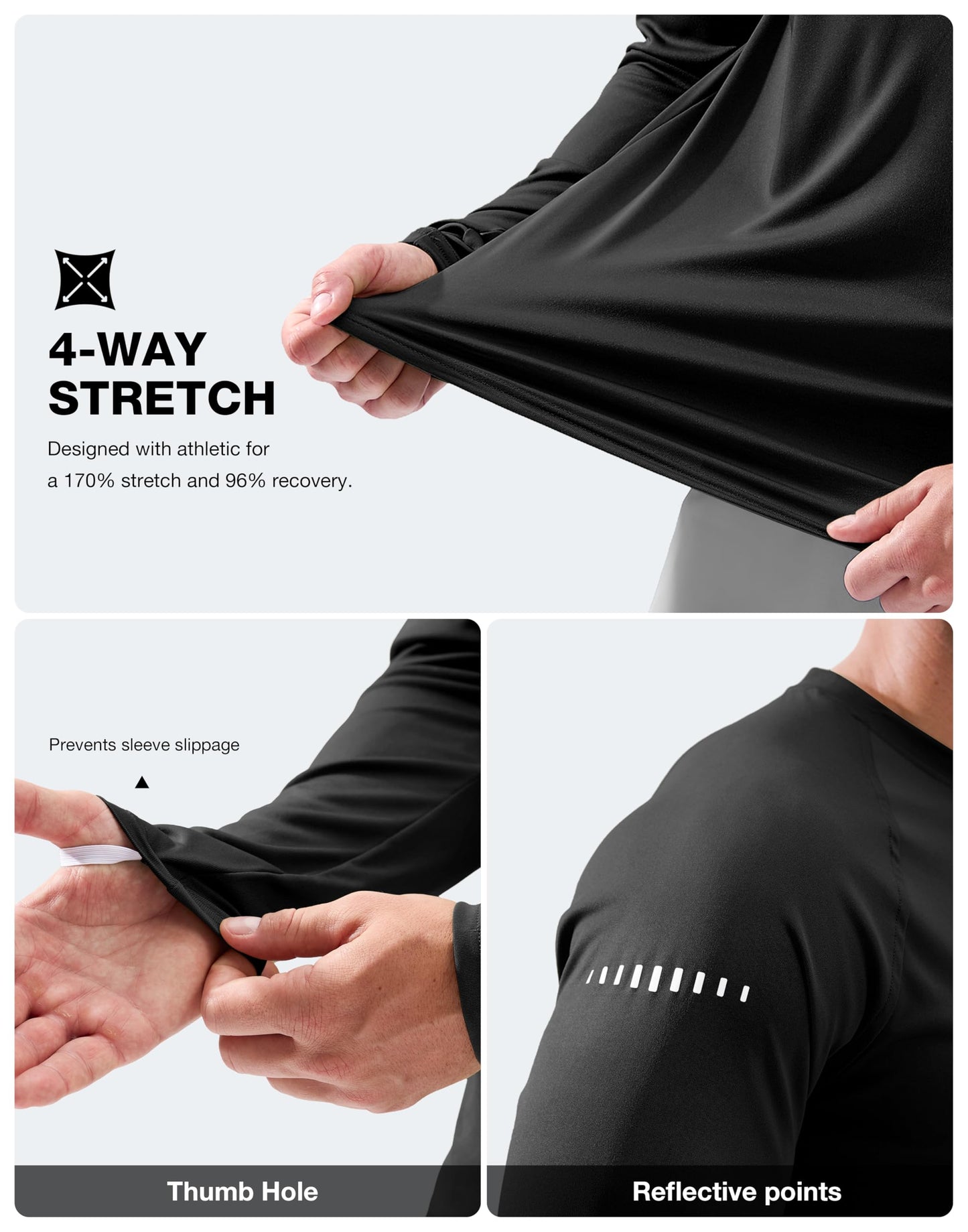 Men's Sun Protection Long Sleeve Shirts UPF 50+ Rash Guard for Men SPF UV Fishing Hiking Running Workout Athletic Shirt