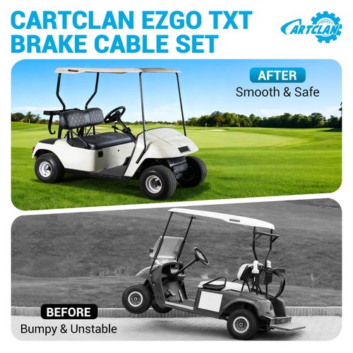 CartClan EZGO TXT Brake Cable Set, Golf Cart Brake Cable for Passenger and Driver Side Stainless Steel Core, Brake Cable Suitable for 1994-2008 EZGO TXT and Medalist Golf Cart, Replace OEM# 70716-G03