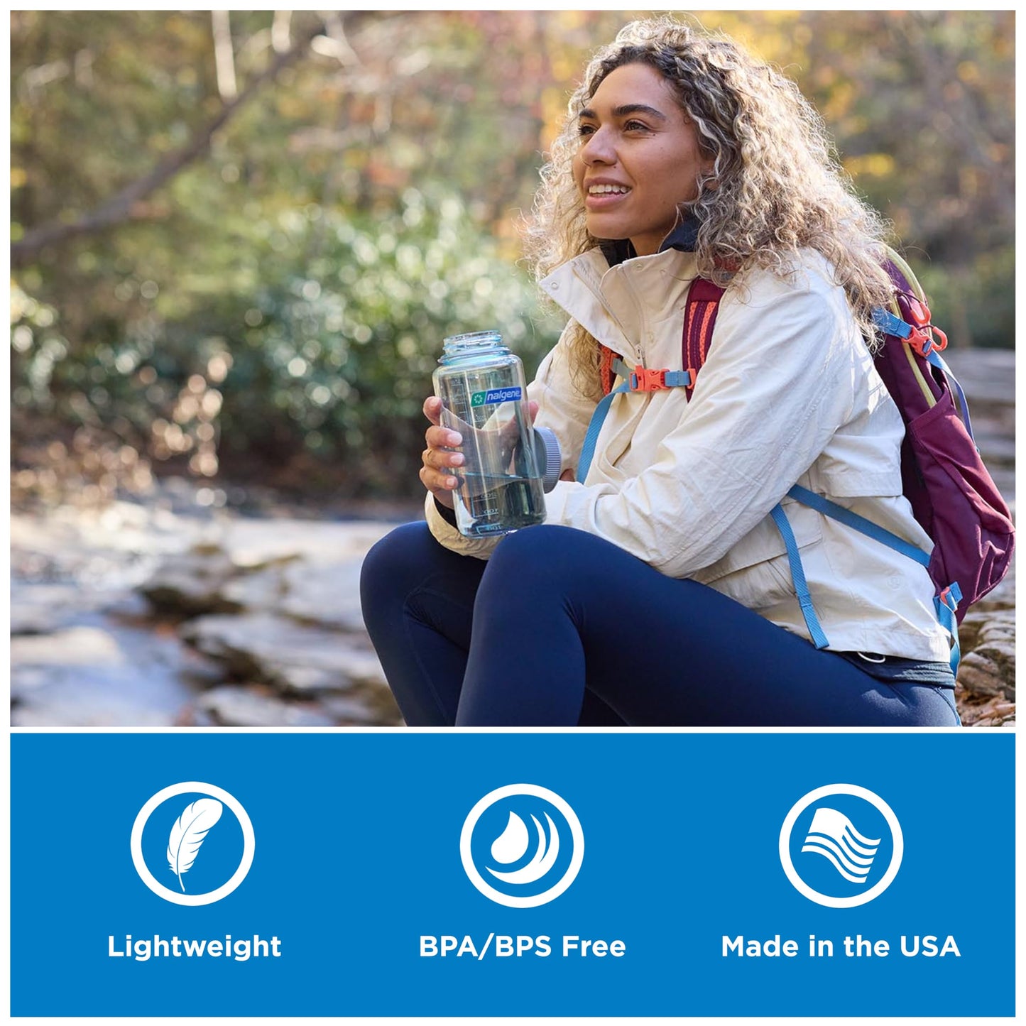 Nalgene 32 oz Wide Mouth Water Bottle | BPA-Free, Durable & Leak Proof, Lightweight Bottle for Hiking & Gym, Work & Travel, Marmalade Orange