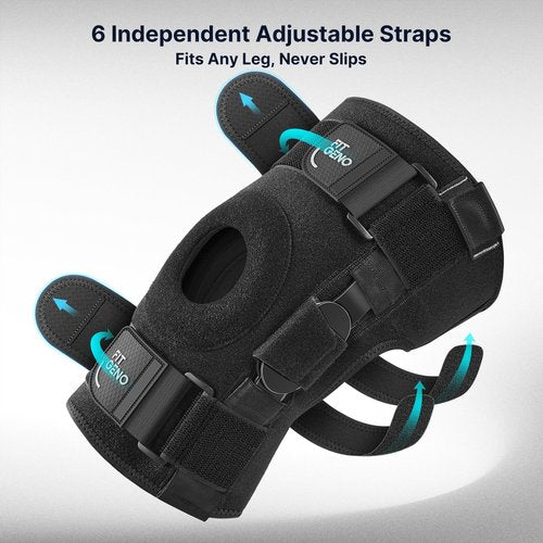 Fit Geno Hinged Knee Brace for Meniscus Tear: Adjustable Knee Support for Knee Pain w/Side Stabilizers & Hinges for Injury or Surgery Recovery - Men and Women