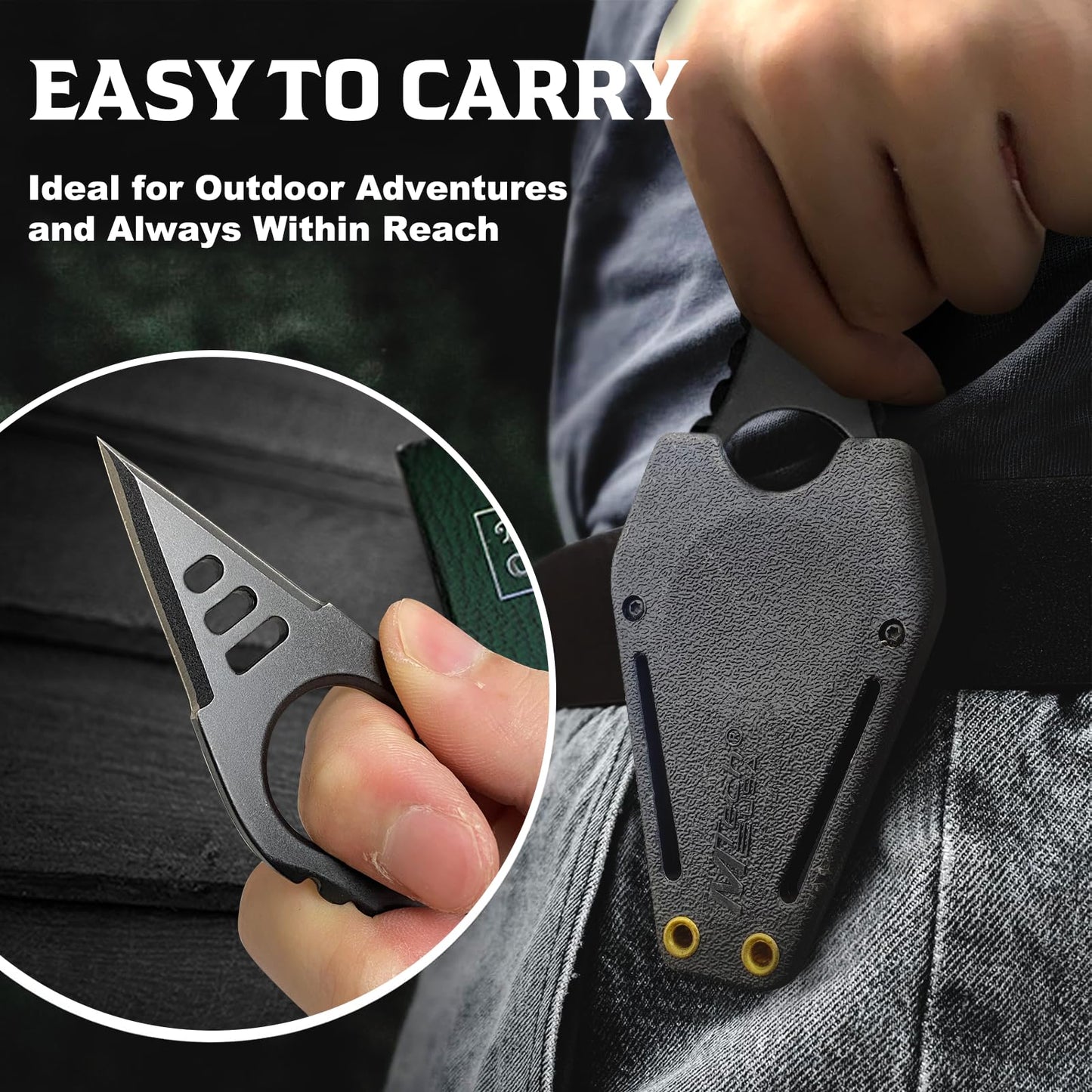 LIUGEYI Neck Knife with Sheath and Necklace, 4.4'' Small EDC Fixed Blade Knives for Men, Outdoor, Survival, Camping Gear