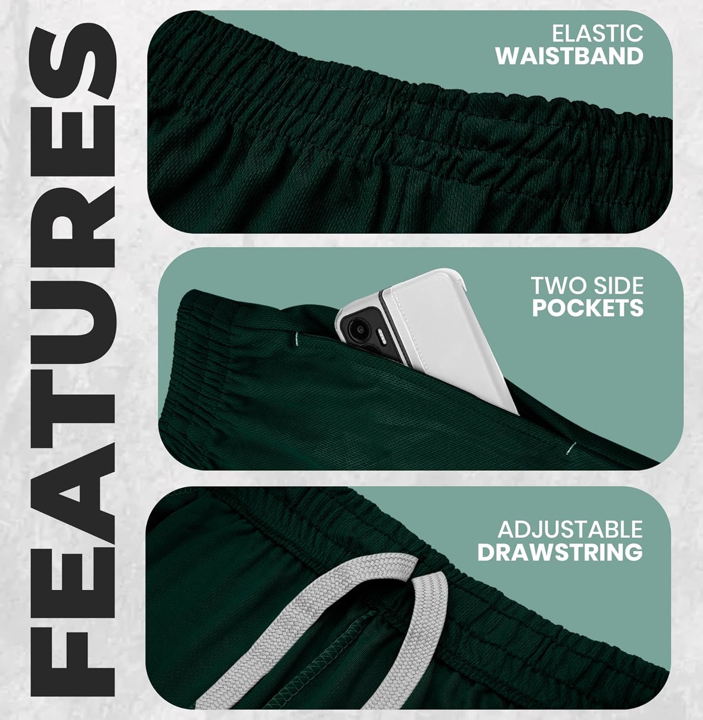 NY Threads Men's Athletic Shorts - Quick-Dry, Lightweight Loose-Fit Gym Shorts with Pockets