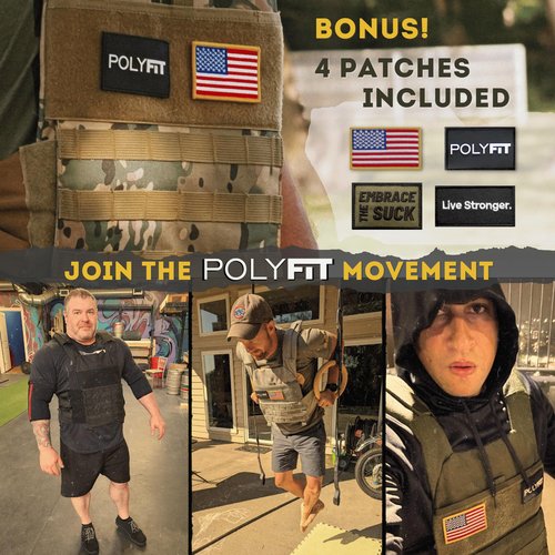 Polyfit (Fortify) Weighted Vest for Strength and Endurance Training, Fitness Workouts, Running, WODs - BLACK