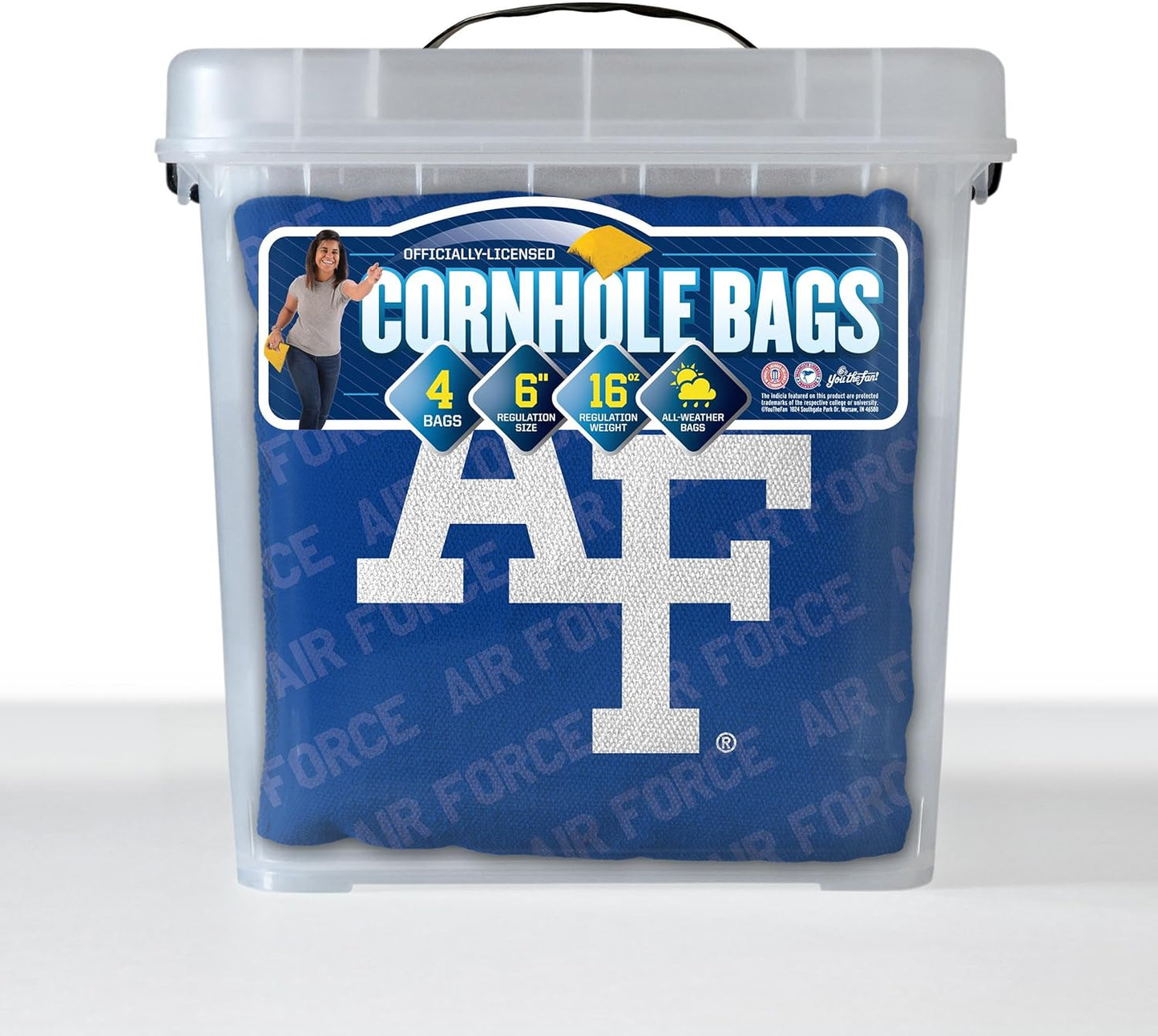 YouTheFan NCAA Cornhole Bags Set of 4 - All Weather Regulation 6” x 6” - 16oz Weight - USA Made