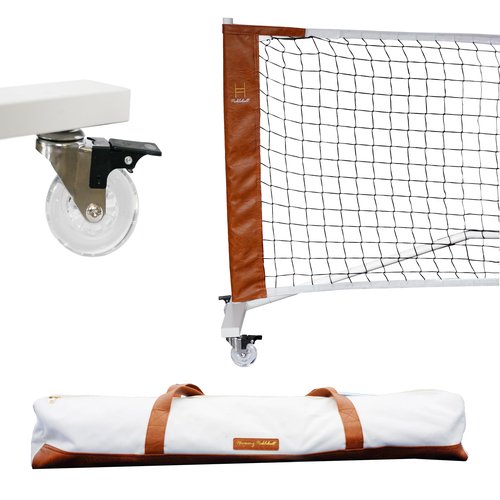 Harmony Pickleball Portable Pickleball Net for Driveway, Street, Court, or Park Play, Outdoor Weather Resistant Netting, Heavy-Duty Tensioners, Stylish Leather Accents, Canvas Travel Bag