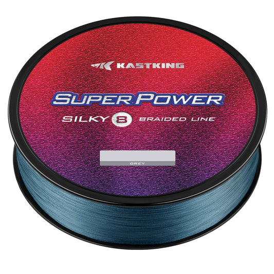 KastKing Superpower Silky8 Braided Fishing Line,50LB,150 Yds,Gray,8X