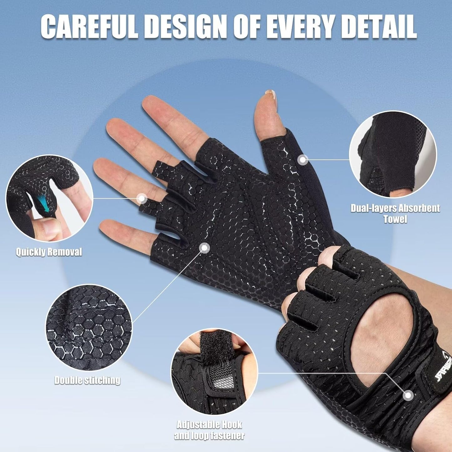 RIGWARL Workout Gloves - Lightweight Fitness Gloves with Full Palm Protection & Excellent Grip for Men and Women