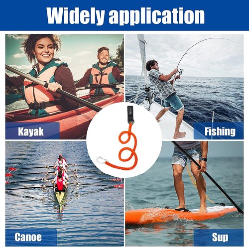 Kayak Paddle Leash - Stretchable Coiled Lanyard for Kayak Fishing Accessories | Durable & Reliable