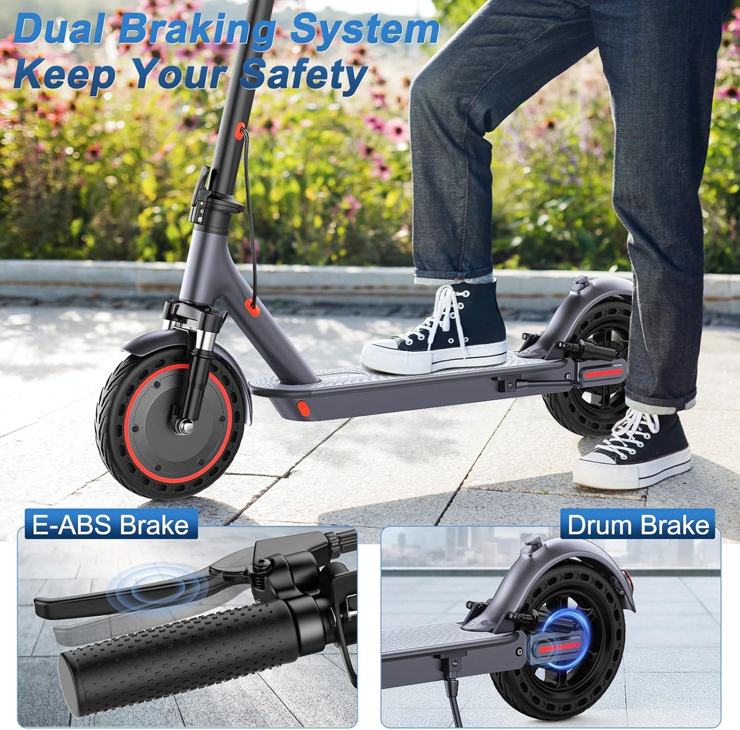 VOLPAM Electric Scooter - Dual Suspension, 19/22MPH, 500W/800W Motor, Long Range 60/40/31/23 Miles, Max Load 264 lbs