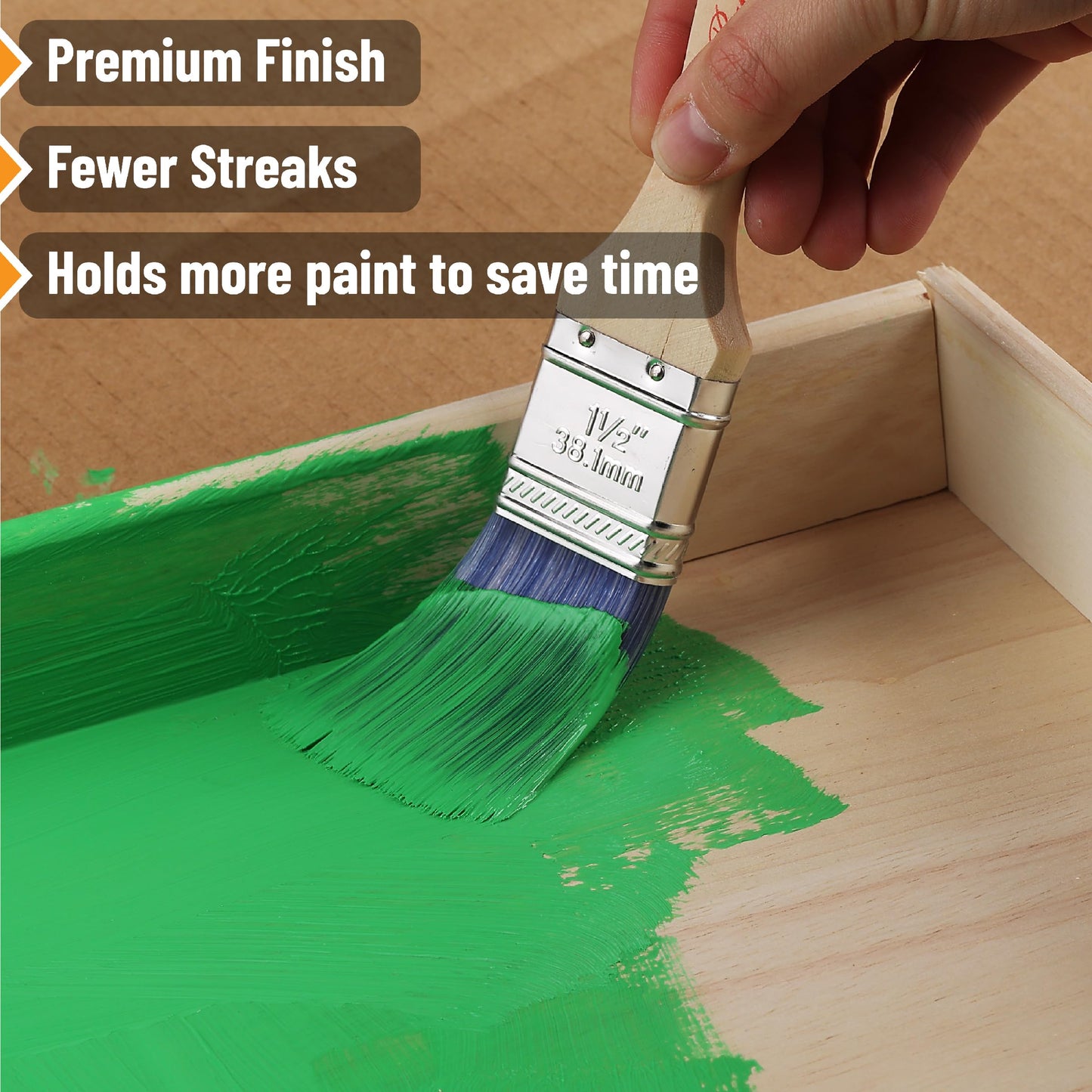 Bates Angle Paint Brushes, 1-Inch, 12 Pack, Treated Wood Handle, Brushes for Walls & Furniture