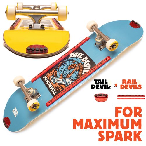Rail Devils Sparking Skateboard Rails by Tail Devil | Skateboarding Deck Rails with Infused Flints for Sparks | Cool Spark Effect During Boardslides | Ultimate Skateboarder's Accessory