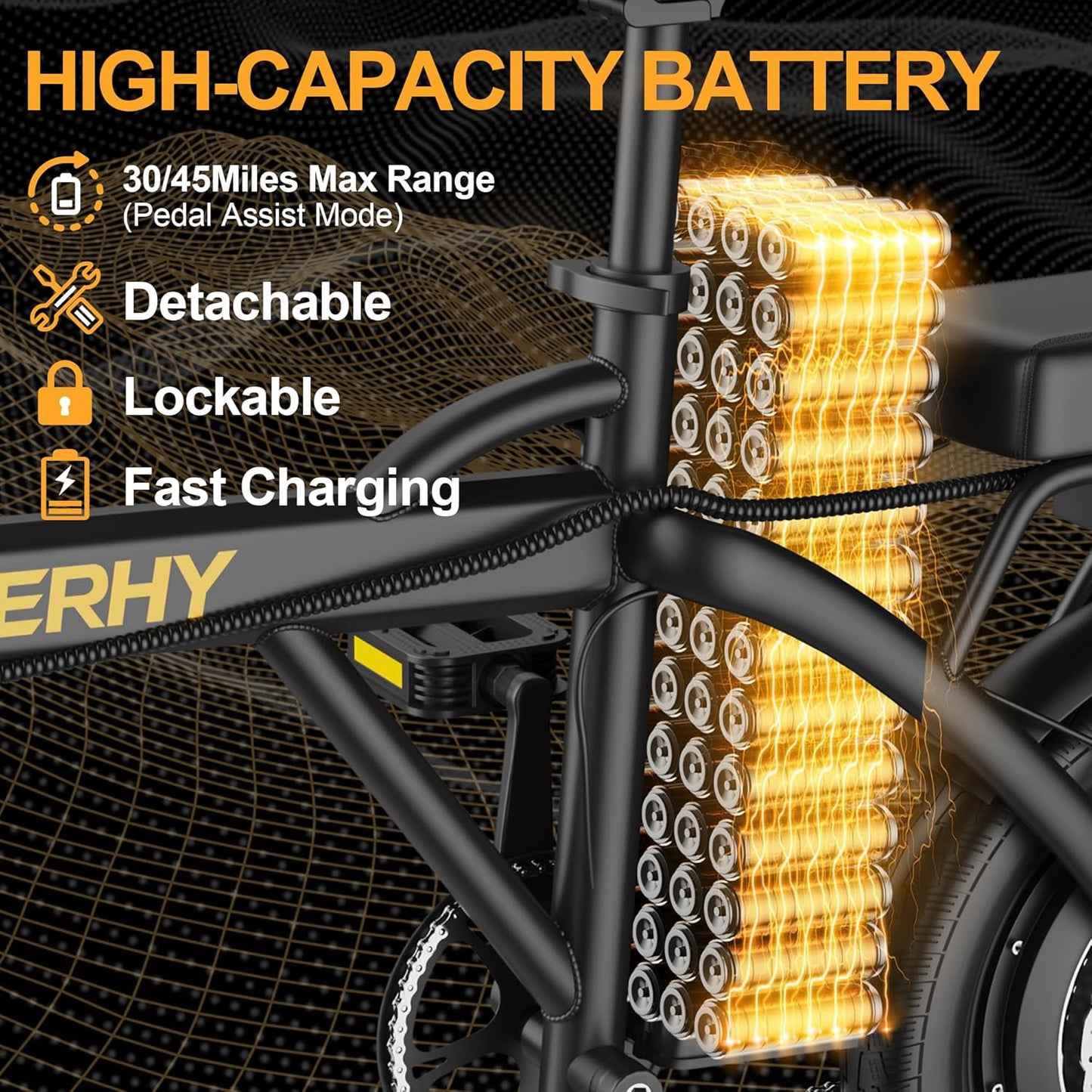 WERHY Electric Bike - 500W Folding Ebike with 22 MPH Speed | 14" Mini E-Bike, Up to 50 Miles Range