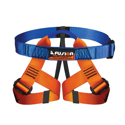 Fusion Adjustable Outdoor Strap Kit for Kids – Padded Belt with Leg Loops for Tree Adventures, Indoor Obstacle Play & Gear Attachment – Blue/Orange