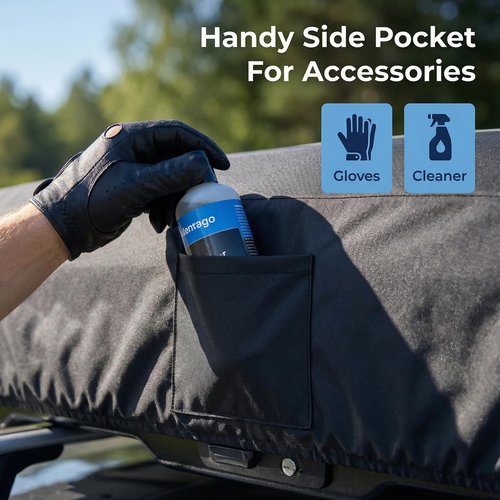 Roof Box Cover, Dimensions: 77 x 35 x 17 Inches Universal Waterproof, Dustproof, UV-Resistant, Scratch-Resistant Roof Box Cover Compatible with Thule, Perflex, Yakima Brands Bottom Snap-On Design