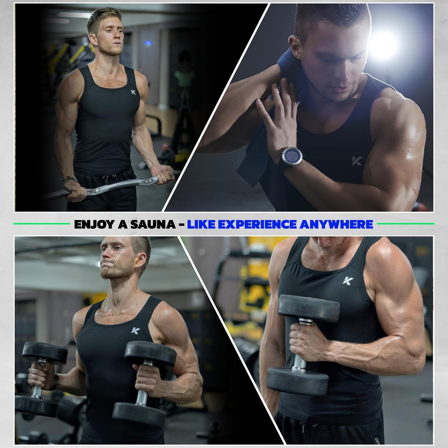 Kewlioo Men's Heat Trapping Pullover Sweat Enhancing Vest - Sauna Suit Shirt Compression Vest Shapewear Top for Gym Exercise