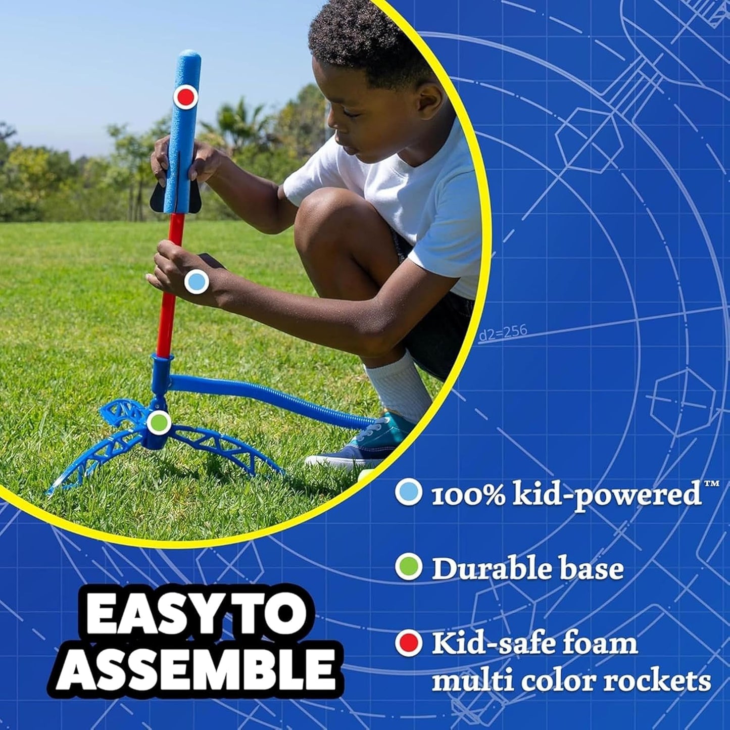 Stomp Rocket Jr. Multi-Color Rocket Launcher - Fun Outdoor STEM Toy for Kids | Soars Up to 100 Feet, Ages 3+