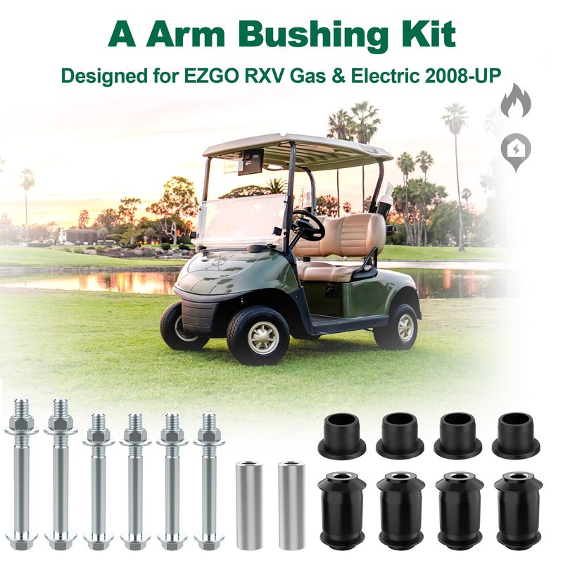 10L0L Golf Cart A Arm Bushing Sleeve Kit for EZGO RXV Gas & Electric 2008-up, Replace OEM 608086 601340 602085 601754 602415 600525