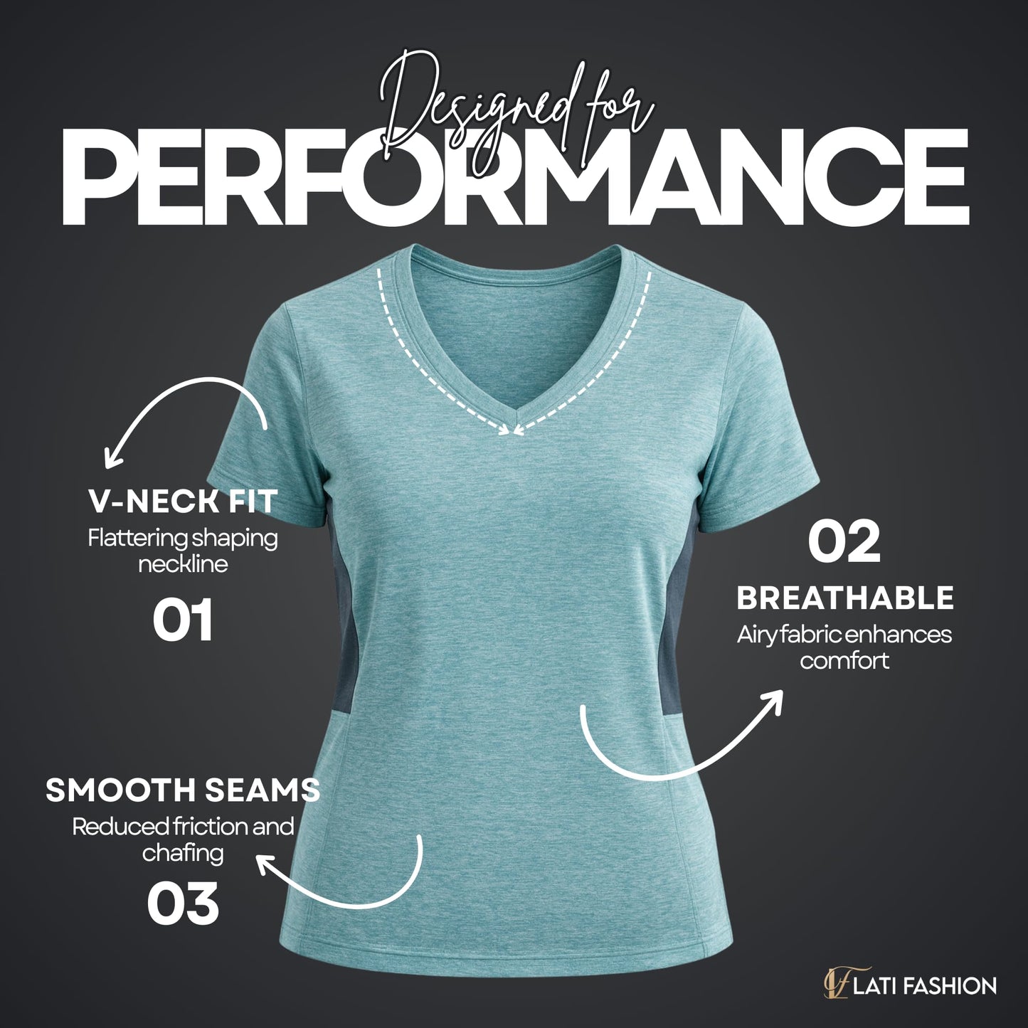 Lati Fashion 5 Pack Dry Fit Shirts for Women Workout Tops Short Sleeve V Neck Womens T Shirts for Yoga Running Pilates S-3X (US, Alpha, Large, Regular, Regular, Set6)