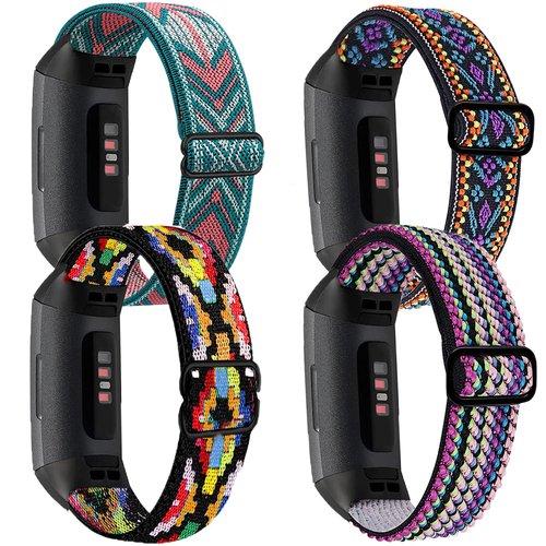 Attbbon Replacement Stretchy Nylon Wristbands for Fitbit Charge 4, 3, 3SE - Breathable, Adjustable, Lightweight