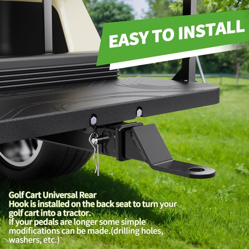 10L0L Deluxe Golf Cart Trailer Hitch Kit, Fit for Backseat Footrest with 2" Receiver High-Strength Universal Fit, Seamless Compatible with Club Car, EZGO, Yamaha, Ideal for Golf Cart Trailers