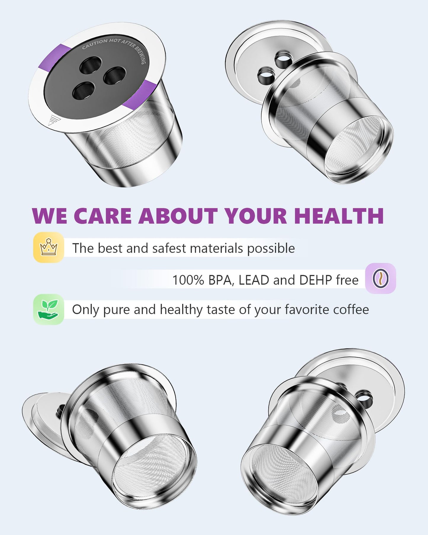 Stainless Steel Reusable Coffee Pods with 3 Holes, For Compatible with Ninja Coffee Maker, compatible with Ninja Coffee Makers (CFP201, CFP300, CFP301, CFP305, CFP307, CFP400) (2)