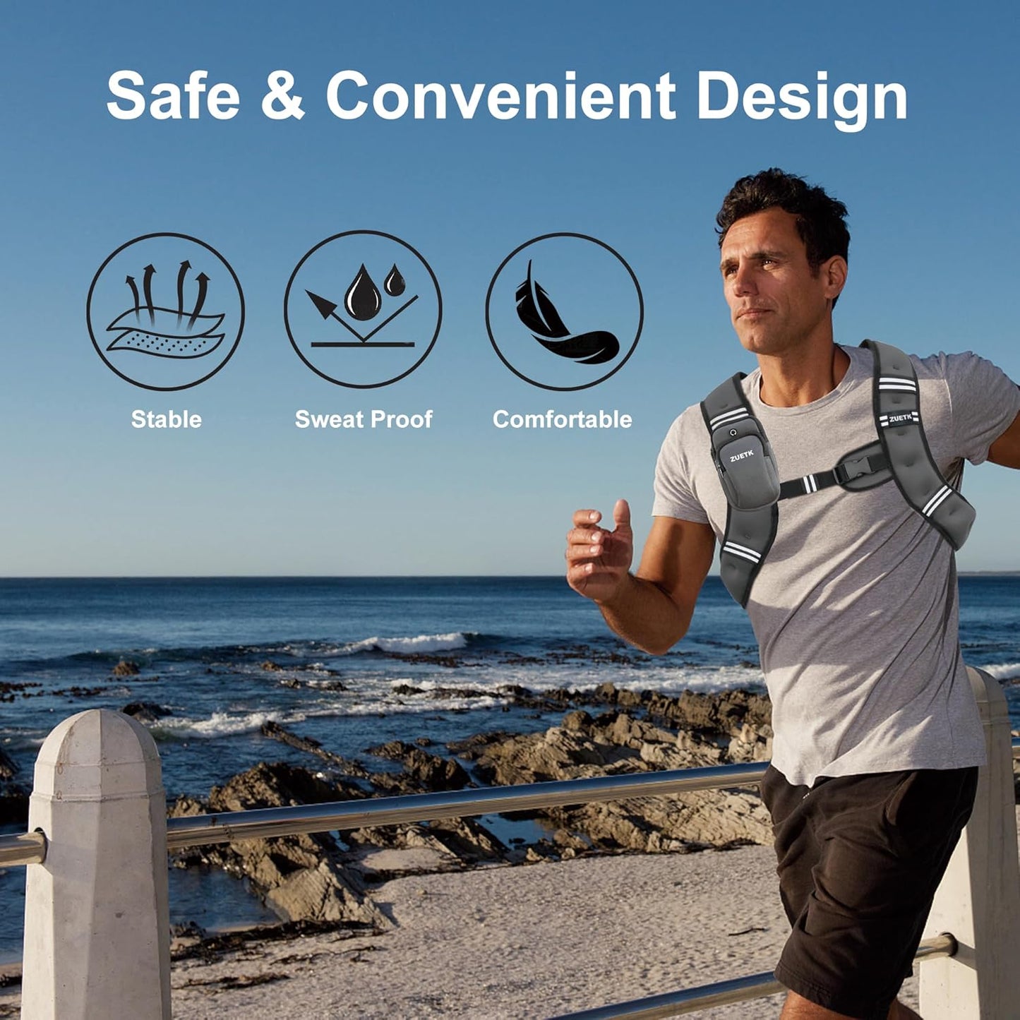 ZUETK Weighted Vest - Adjustable 6lb to 30lb | Reflective Stripe for Enhanced Safety - Ideal for Strength Training & Fitness