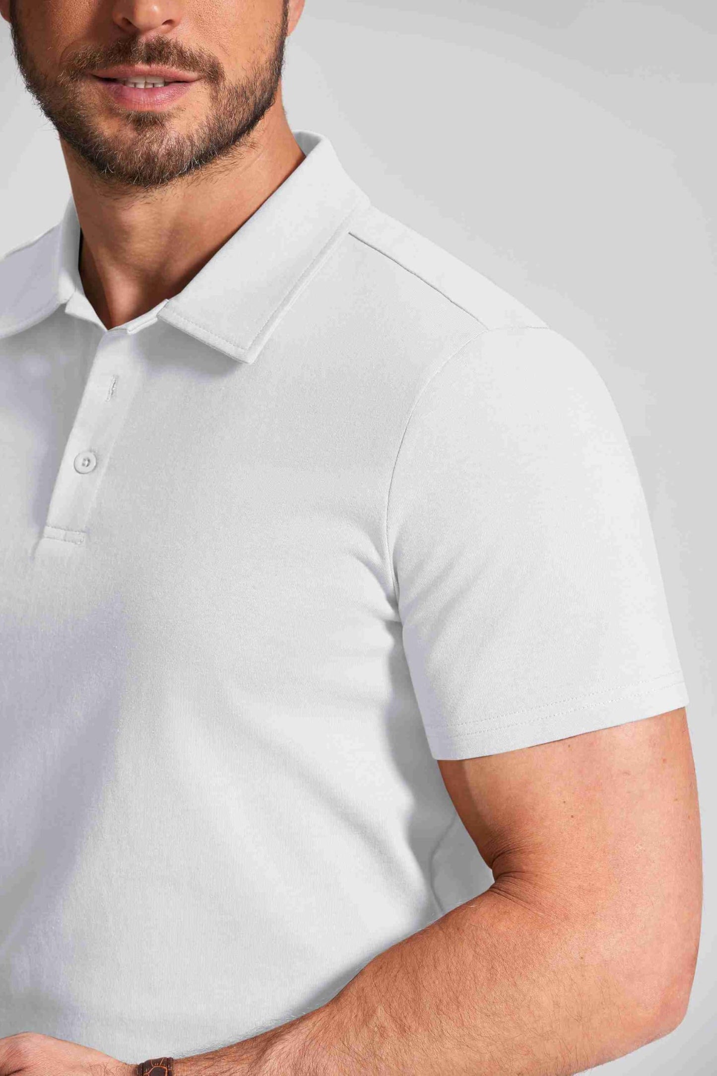 COOFANDY Mens Golf Shirts Short Sleeve Casual Work Polo Shirts 3 Button Shirts for Men White