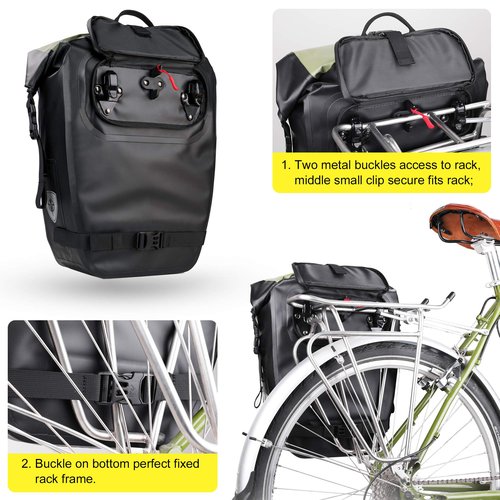 HUNTVP 27L Bike Pannier Bag Backpack Multifunctional Bicycle Bag Cycling Bicycle Rear Seat Trunk Pack Bag Bike Saddle Bag Backseat Pack Bag(Black)