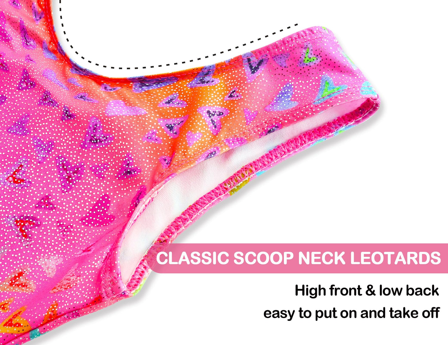 Domusgo Gymnastics Leotards for Girls 4t 5t Pink Neon Heart Sparkly One Piece Tumbling Outfits