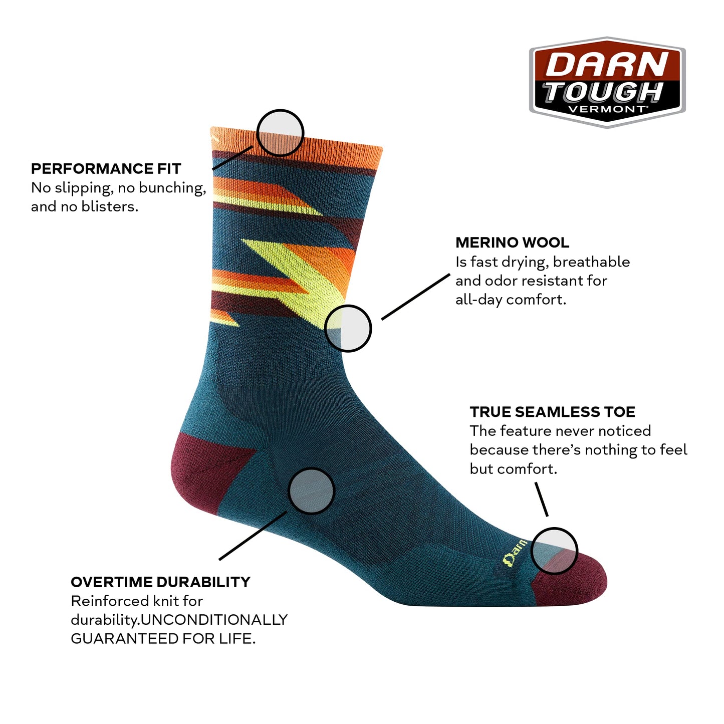 Darn Tough Men's Bolt Micro Crew Ultra-Lightweight with Cushion Running Sock (Style 1056) - Black, X-Large