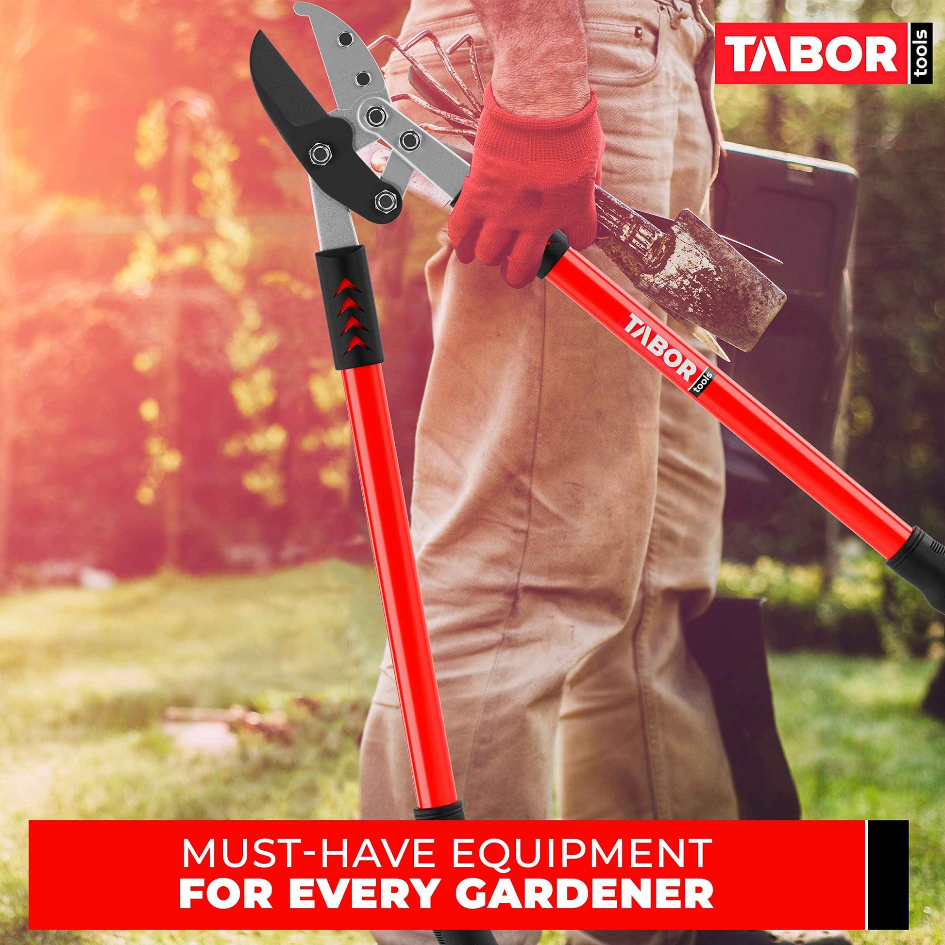 TABOR TOOLS GG12A Anvil Lopper with Compound Action, 30 Inch Tree Trimmer, Thick Branch Cutter with ⌀ 2 Inch Cutting Capacity, Chops Thick Branches with Ease.