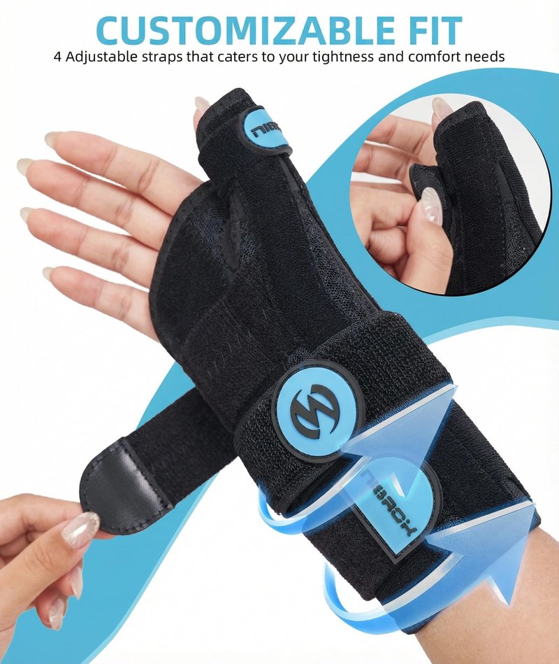 Adjustable Thumb Spica Splint Wrist Brace, Universal for Left/Right Hand, Day & Night Support, Relieves De Quervain's Tenosynovitis/Carpal Tunnel/Tendonitis/Arthritis, Unisex, Blue (Left Hand, S/M)