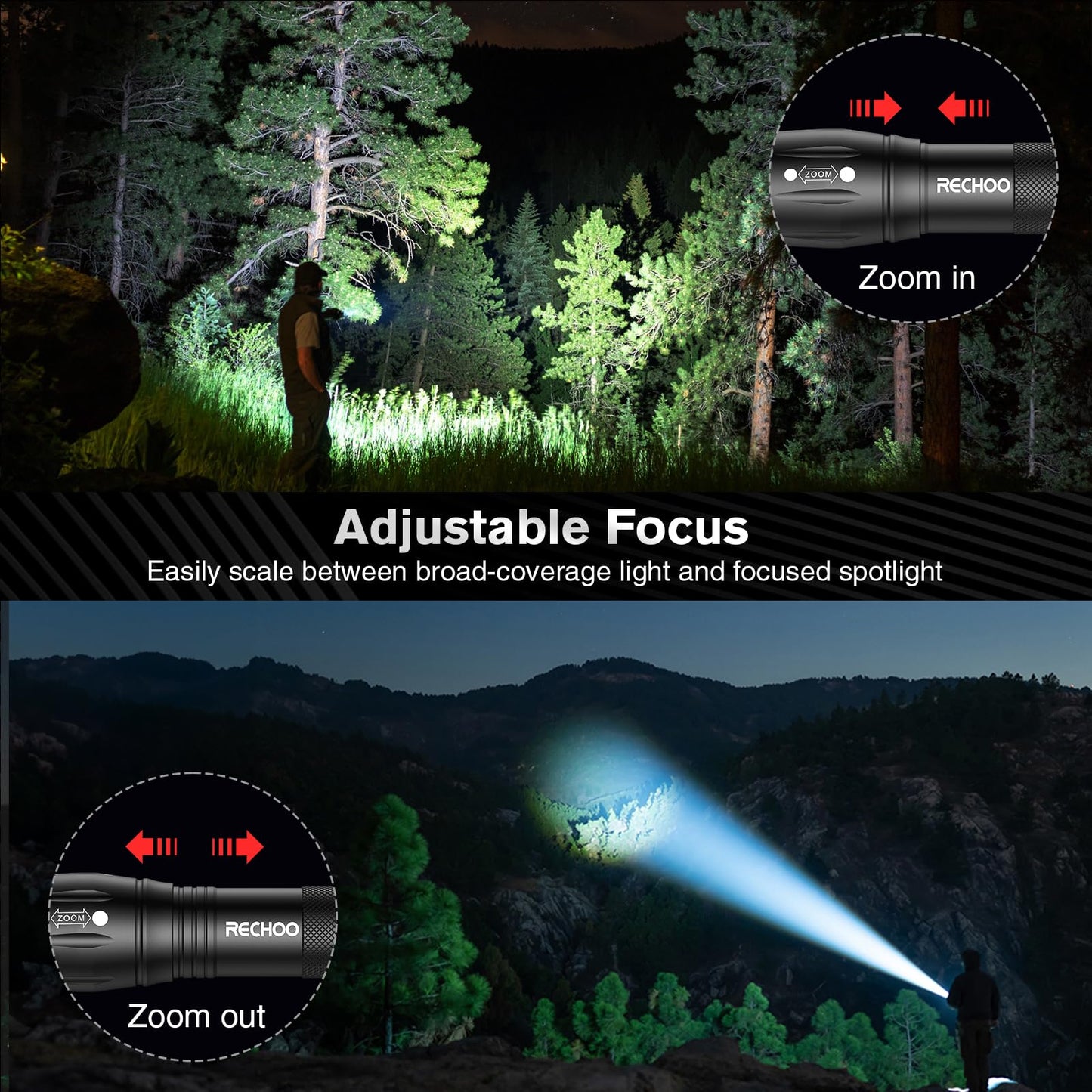 LED Flashlights High Lumens 4 Pack, Powerful Tactical Flashlight With 3 Modes, Pocket Small Flash Light, Waterproof Zoomable Flashlights for Home Emergencies, Camping Essentials (Battery Included)