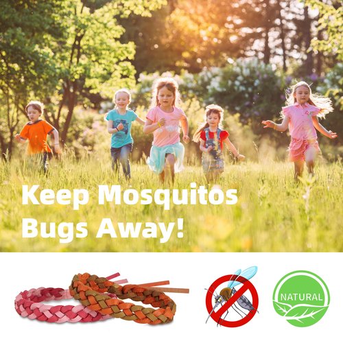 BuggyBands 12 Pack Mosquito Repellent Bracelets, DEET-Free Natural Bands, PU Leather Insect & Bug Repellent Wrist Bands for Kids & Adults, Individually Wrapped