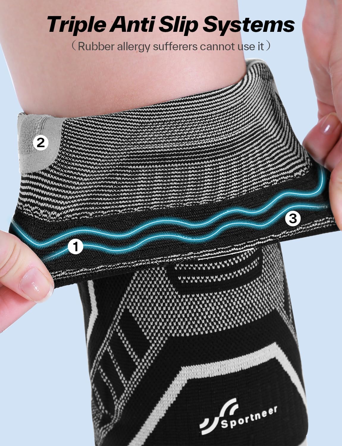 Sportneer Knee Brace with Dual Side Stabilizers – Maximum Support Compression Knee Sleeve for Men & Women, Anti-Slip Knee Support for Running, Workout, Arthritis, ACL & Pain Relief